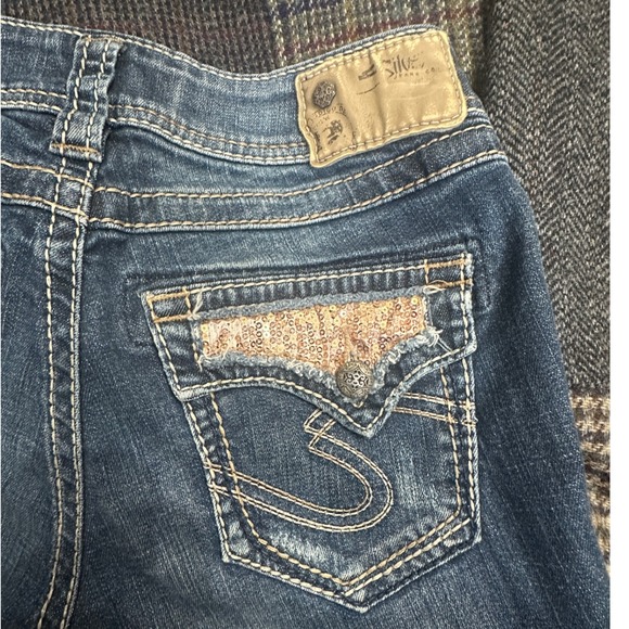 Silver Jeans Y2K SUKI Mid Boot Jeans Women W26 L33 Embellished Pockets Distress - Picture 4 of 9